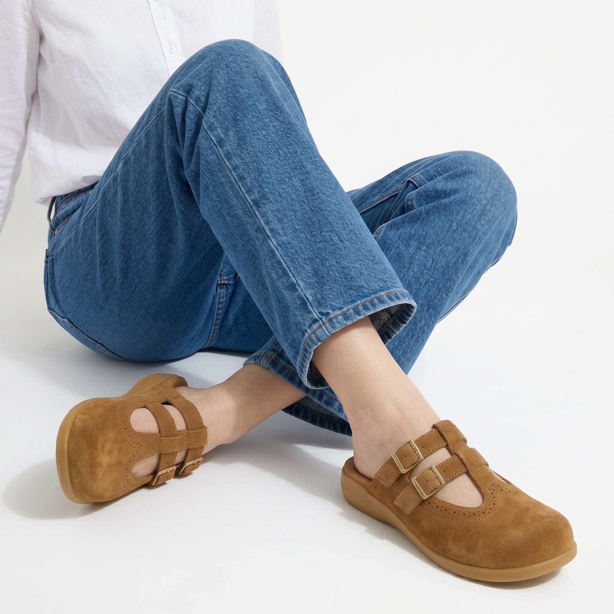 Hot Chocolate Design Camel Suede Women's Mary Jane Clogs, Alternate, color, Camel