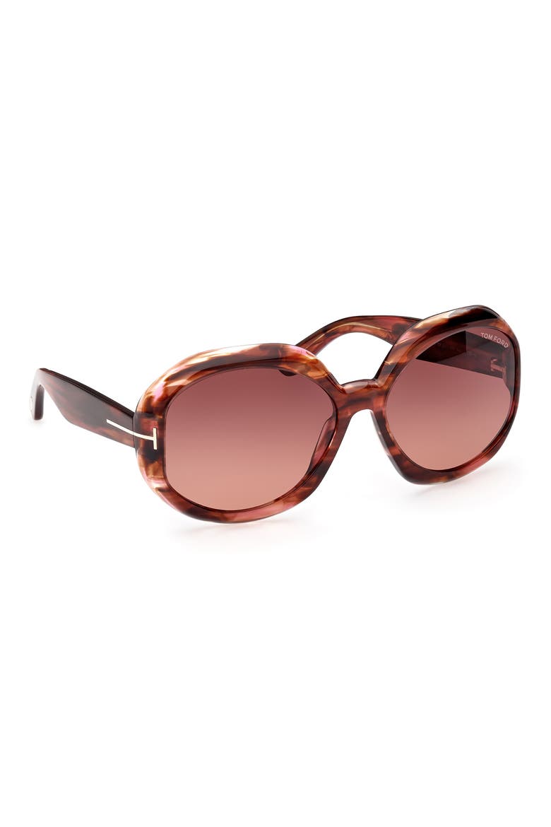 Georgia-02 62mm Gradient Oversize Round Sunglasses, Alternate, color, COLOURED HAVANA / BROWN