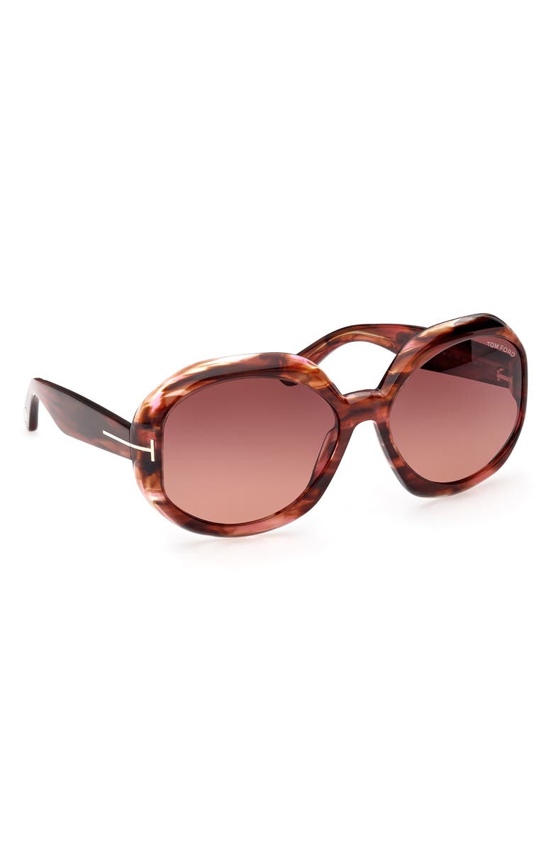 TOM FORD Georgia-02 62mm Gradient Oversize Round Sunglasses, Alternate, color, Coloured Havana / Brown