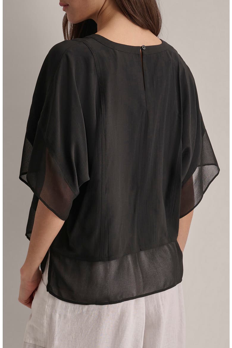 Mixed Media Dolman Sleeve Top, Alternate, color, BLACK