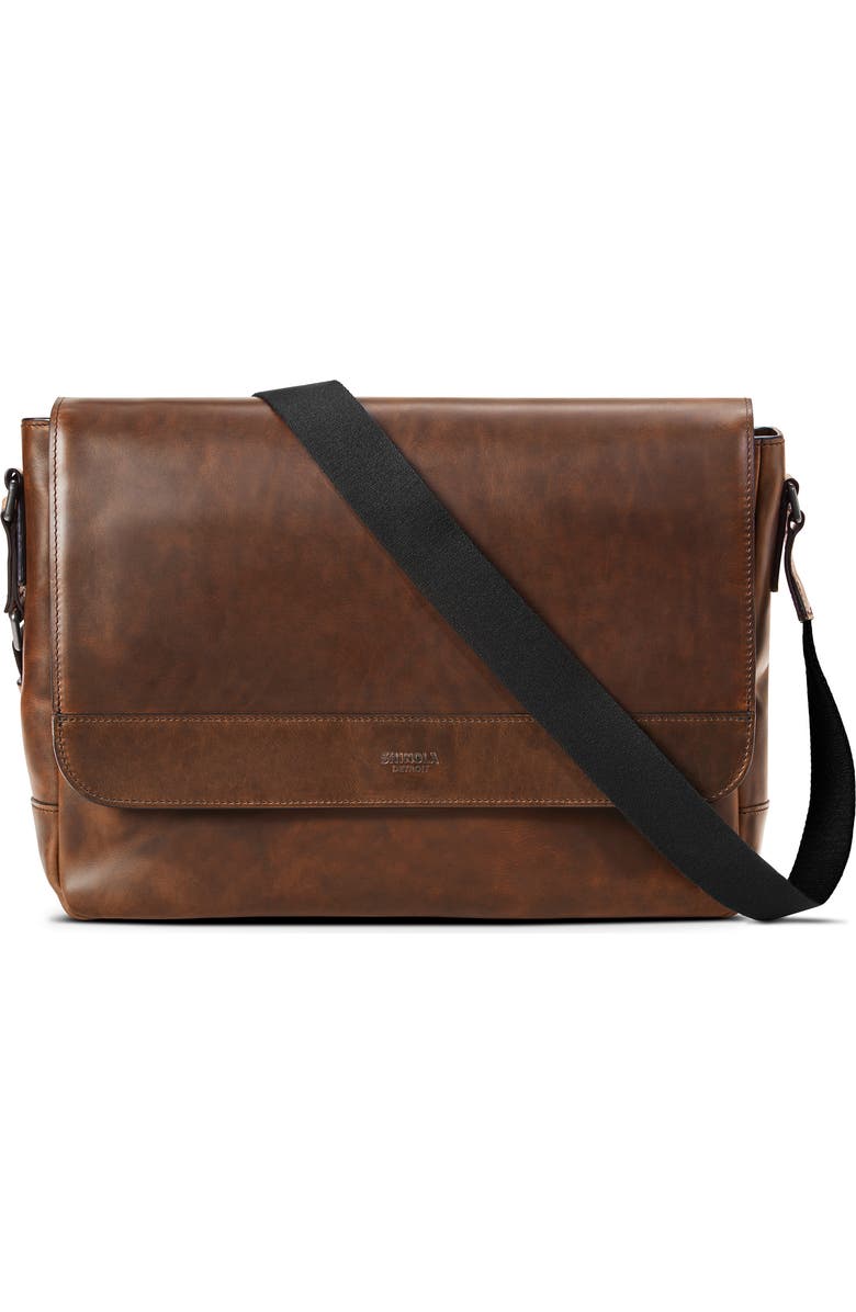 Shinola Navigator Leather Messenger Bag, Main, color,