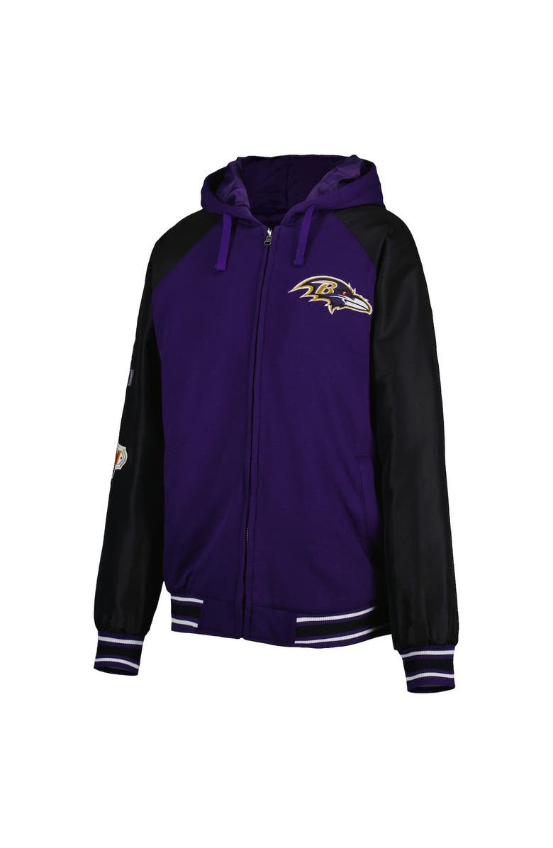 G-III SPORTS BY CARL BANKS Men's G-III Sports by Carl Banks Purple Baltimore Ravens Defender Raglan Full-Zip Hoodie Varsity Jacket, Alternate, color, 