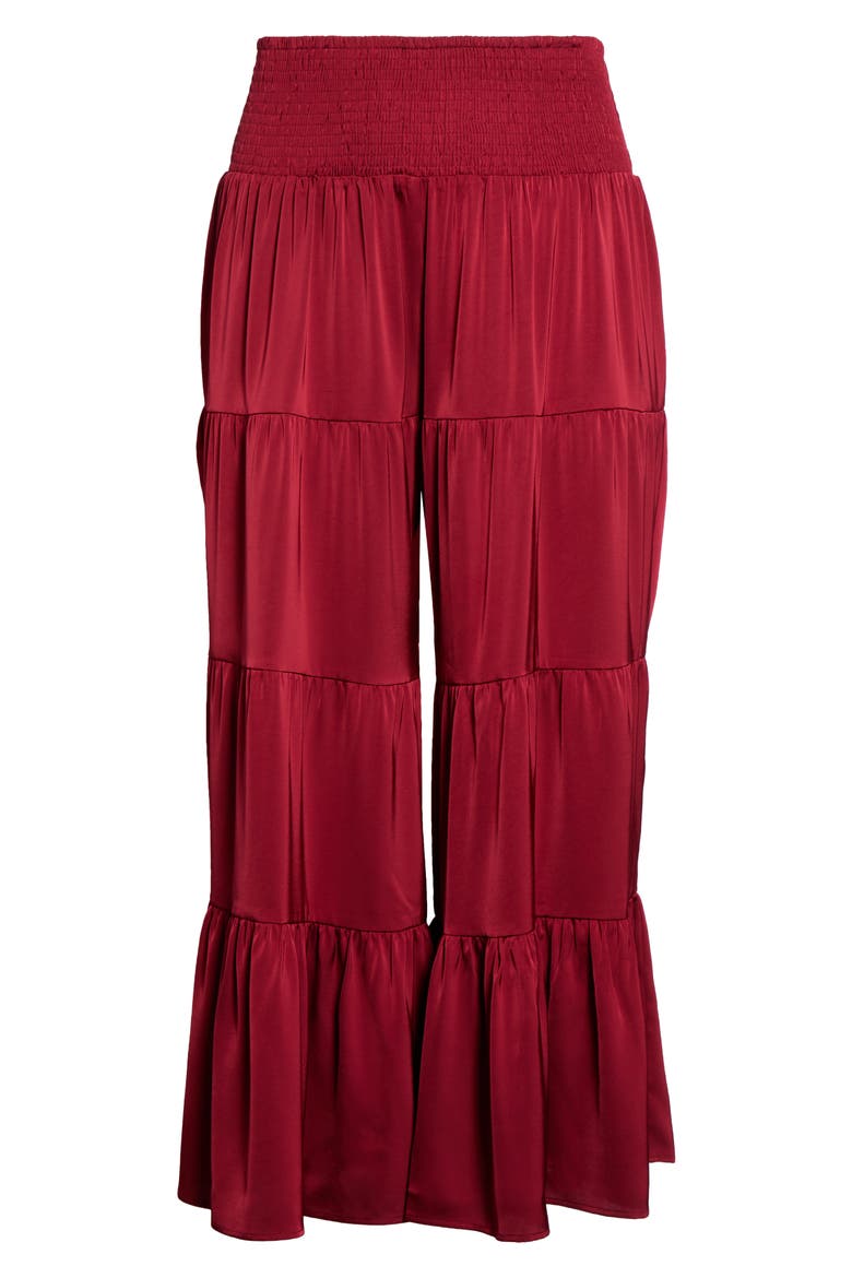 Tiered Chiffon Wide Leg Pants, Main, color, BURGUNDY