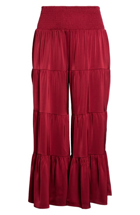 Tiered Chiffon Wide Leg Pants