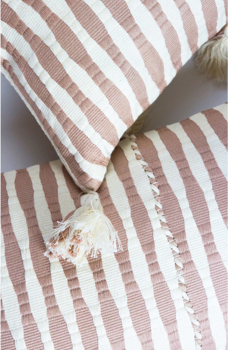 Archive New York Antigua Classic Striped Handwoven Cotton Throw Pillow, Alternate, color, Tan