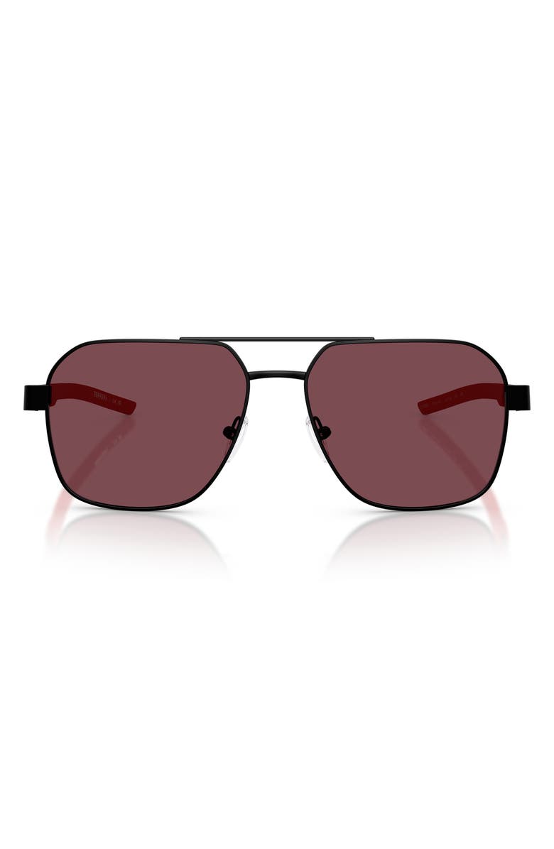 Scuderia Ferrari 57mm Square Sunglasses, Main, color, Matte Black / Red Ferrari