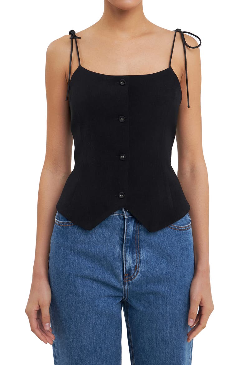 Shoulder Tie Vest, Main, color, BLACK