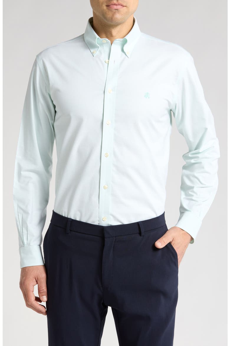 Regular Fit Stretch Cotton Button-Down Shirt, Main, color, BLEACHED AQUA