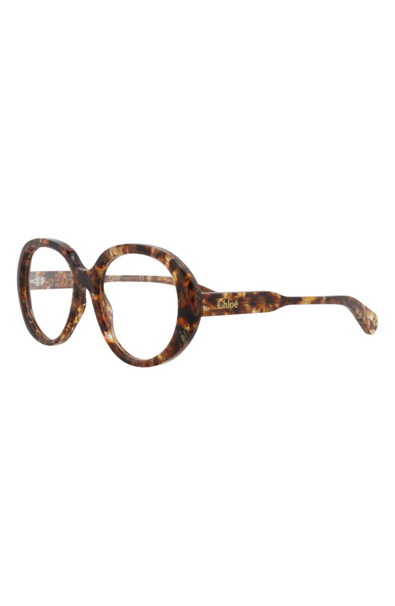 Chloé 53mm Round Optical Glasses, Alternate, color, Havana Havana Transparent