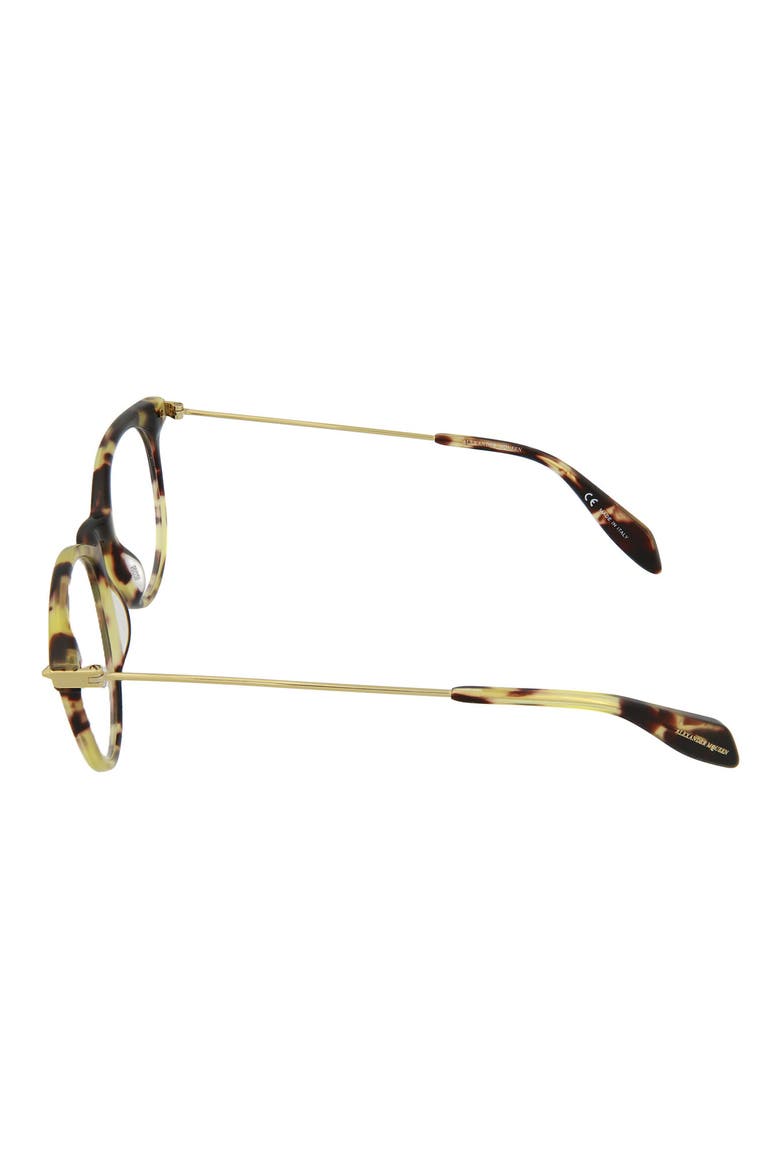 ALEXANDER MCQUEEN 50mm Round Oval Glasses, Alternate, color, SHINY SPOTTED HAVANA/ TRN