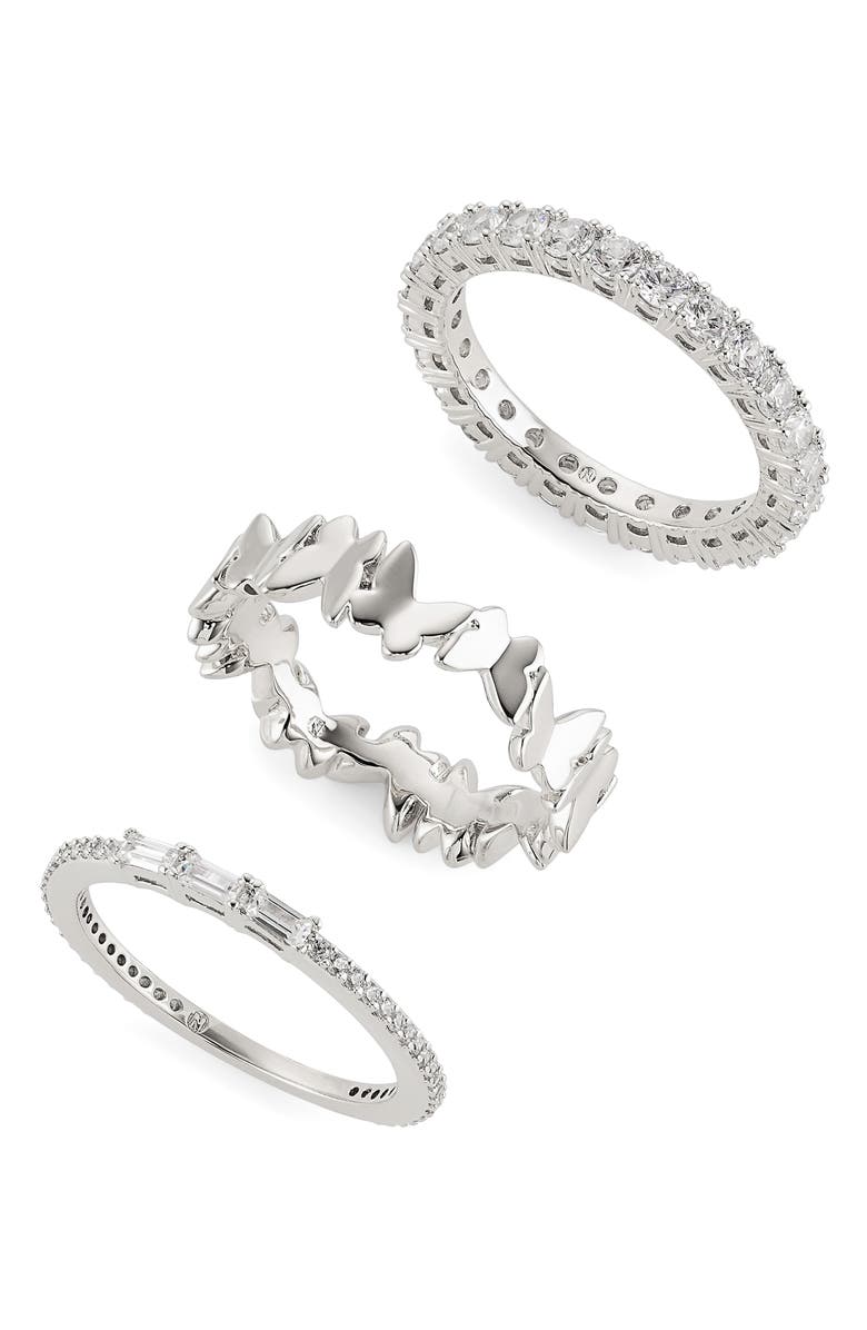 Nadri Cirque Set of 3 Stacking Rings, Main, color, 