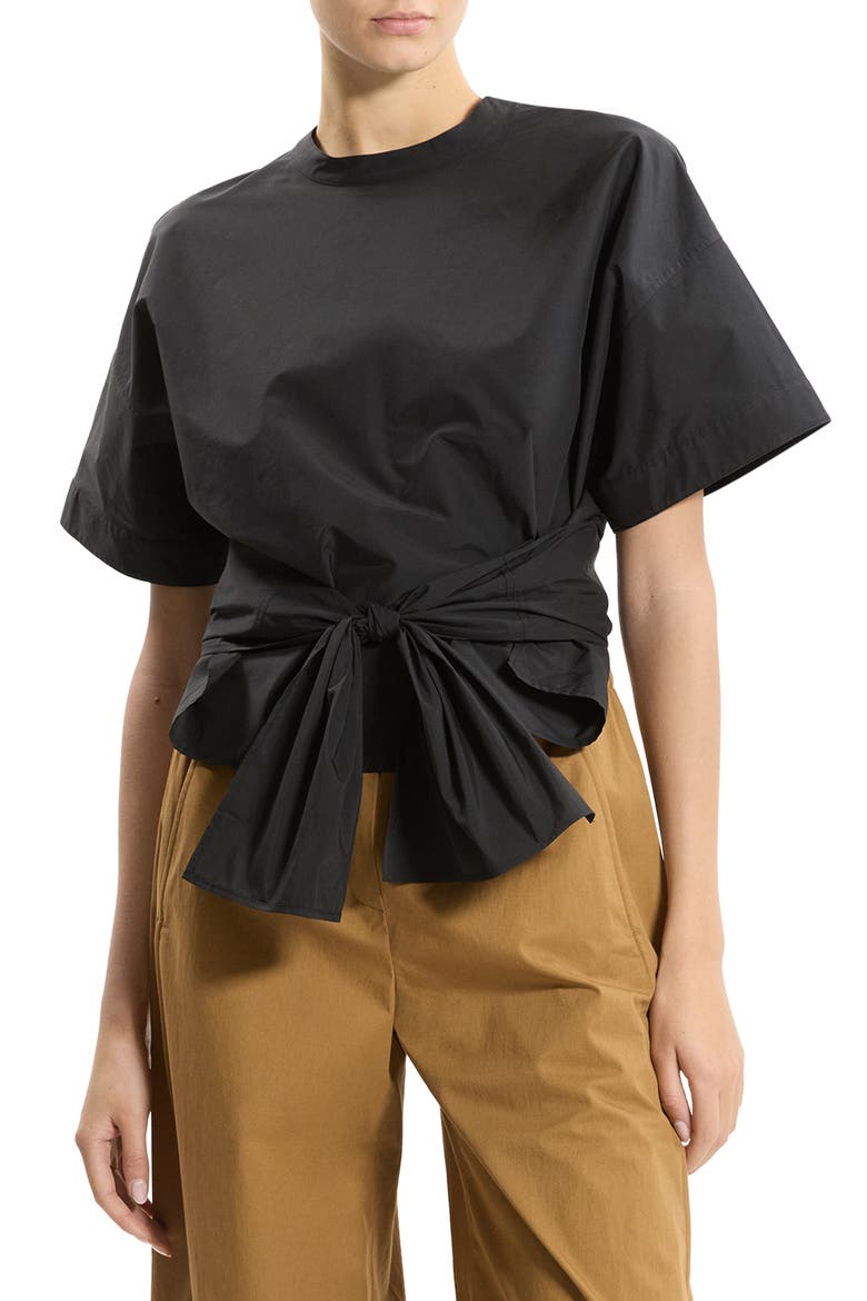 Front Tie Boxy Top, Main, color, BLACK
