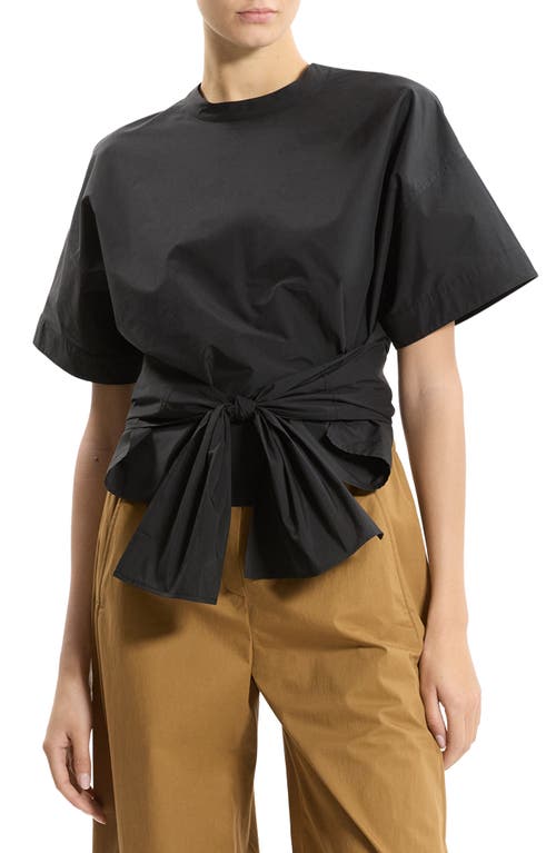 Theory Front Tie Boxy Top in Black at Nordstrom, Size Medium