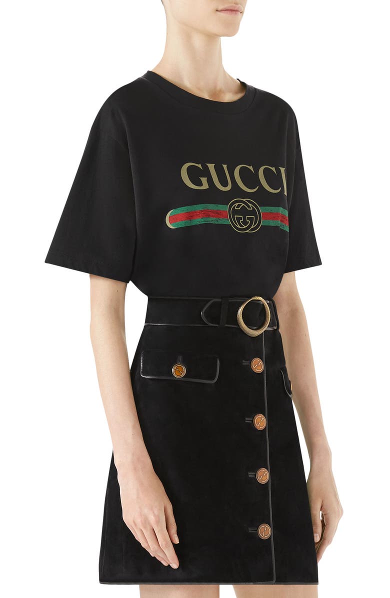Gucci Logo Oversize Cotton Graphic Tee, Alternate, color,