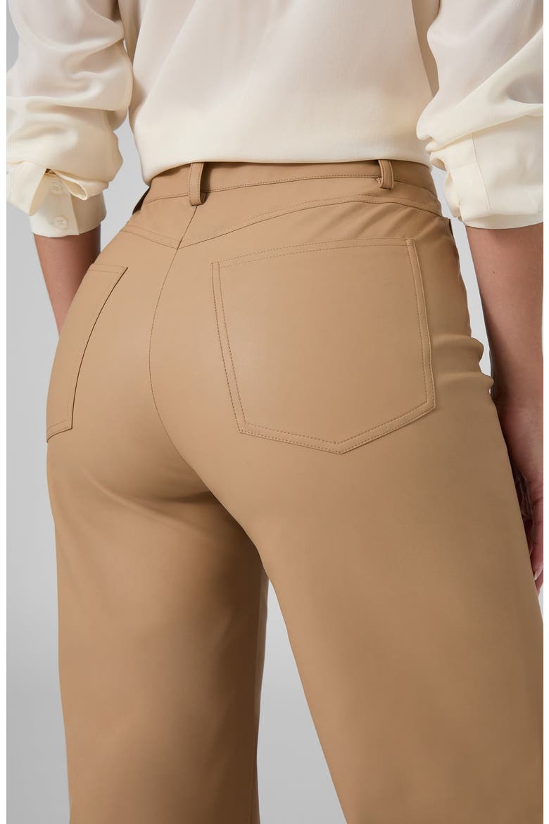 Cecilia Faux Leather Five Pocket Pants, Alternate, color, OPEN BEIGE