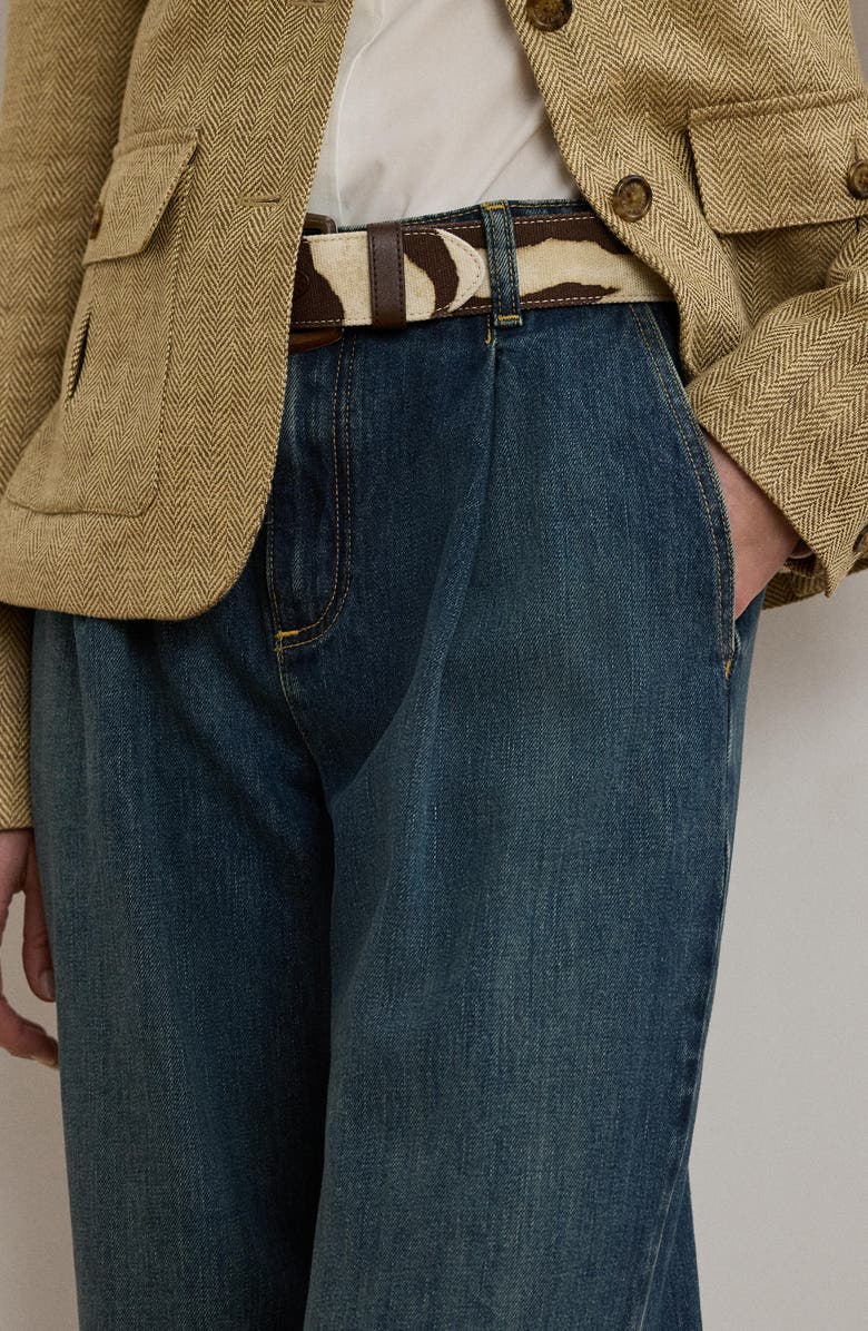 Lauren Ralph Lauren Pleated High Waist Wide Leg Jeans, Alternate, color,