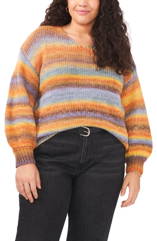 Vince Camuto Plus Size Cozy Space Dye V-neck Sweater In Multi
