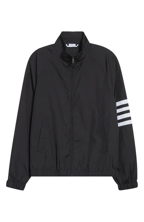 Thom Browne Jacket High Collar Elastic Cuffs Stripe Sleeves In Black