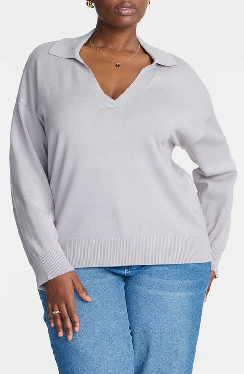 ELOQUII Medium Gauge Collared Sweater, Main, color, 