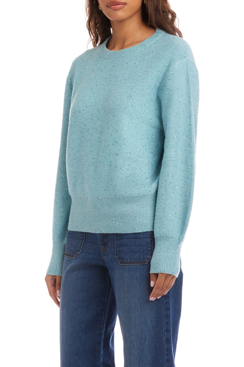 Sequin Crewneck Sweater, Alternate, color, AQUA