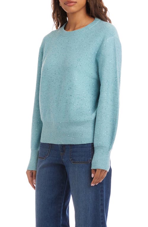 Karen Kane Sequin Crewneck Sweater In Blue