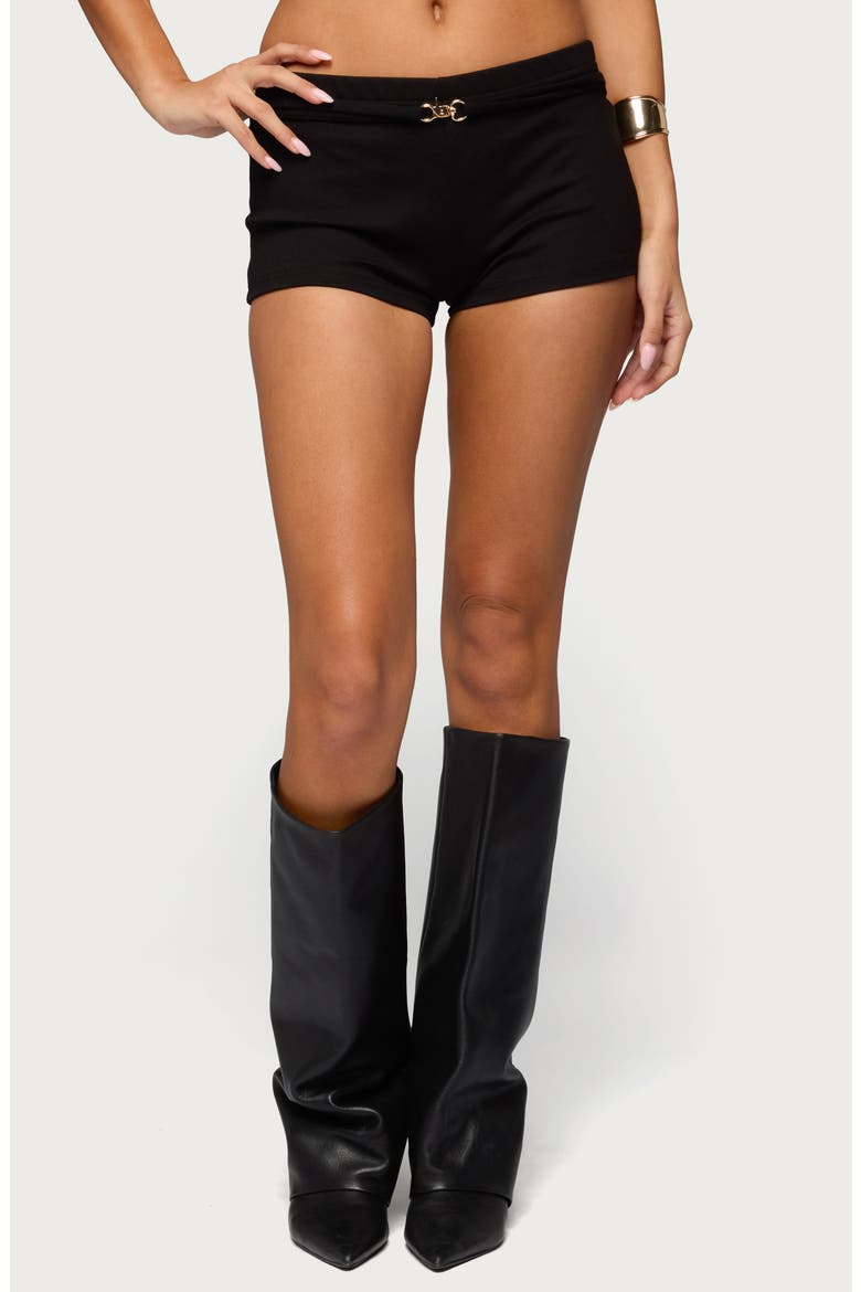 Mischa Belted Micro Shorts, Main, color, BLACK