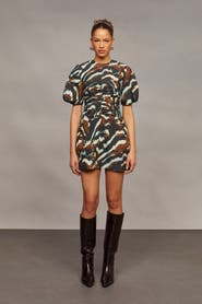 AMUR Tanner Puff Sleeve Mini Dress