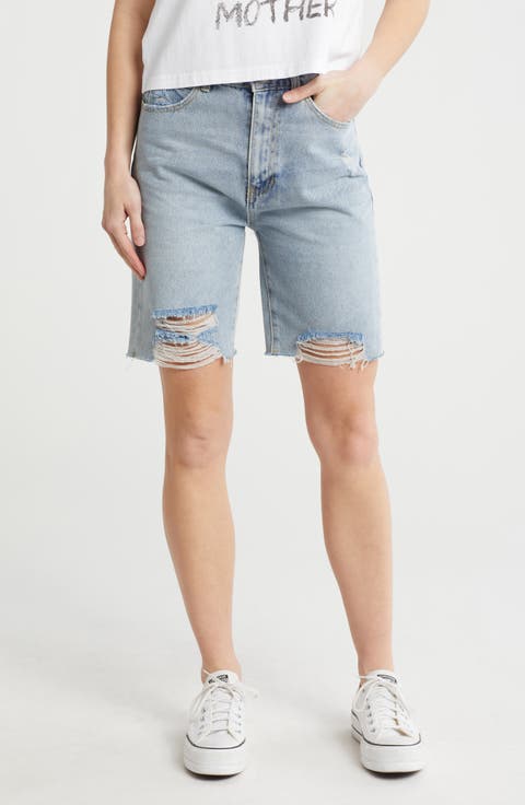 Distressed Denim Bermuda Shorts