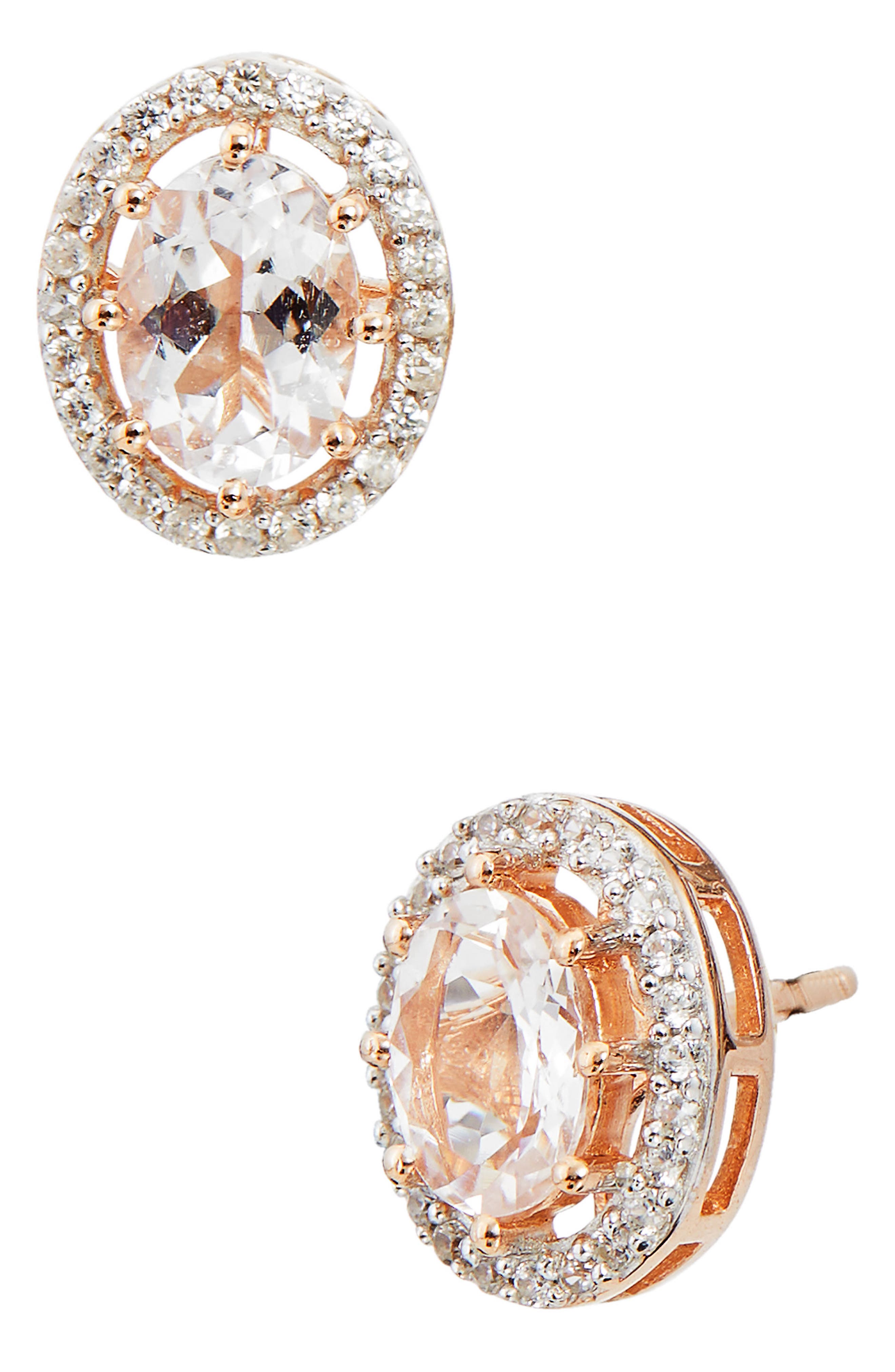 SAVVY CIE JEWELS Morganite & Cubic Zirconia Halo Ring (Women ...