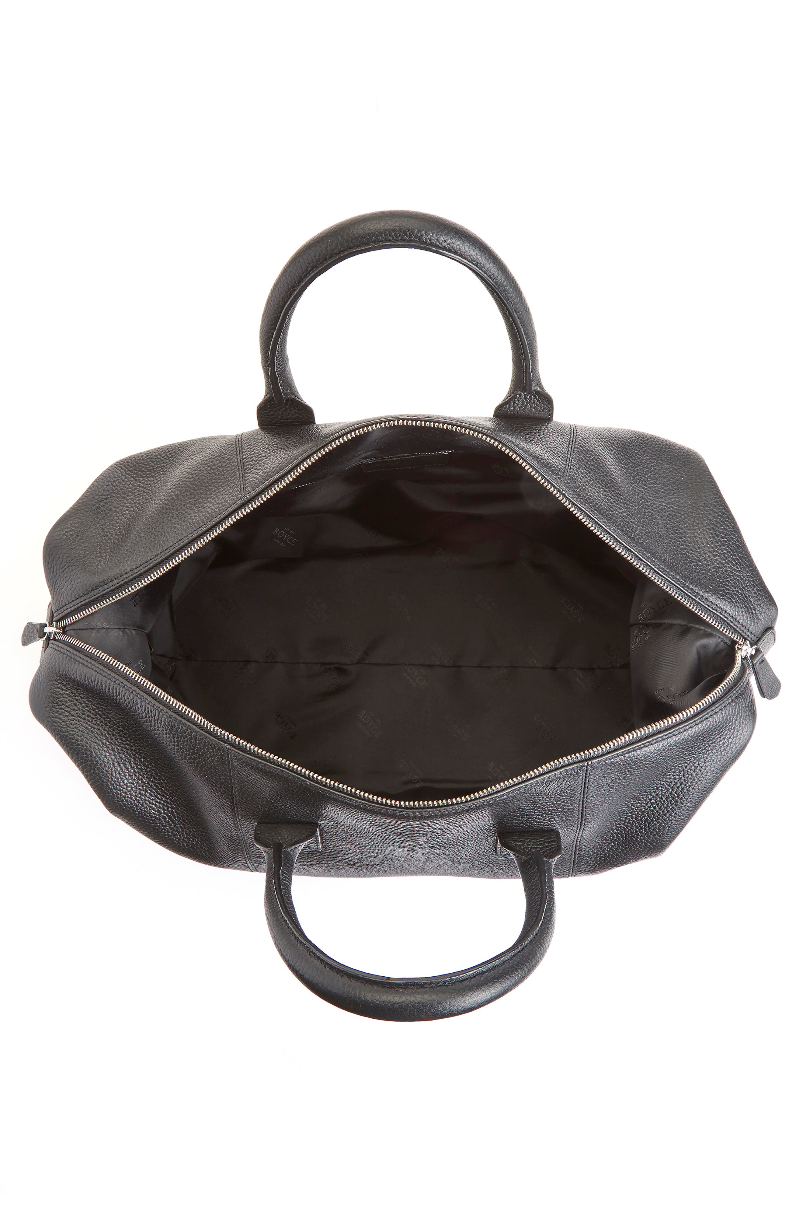 ROYCE New York Medium Leather Duffle Bag, Alternate, color, Black