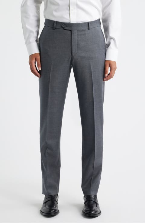 Flat Front Grey Super 120s Wool Dress Pants