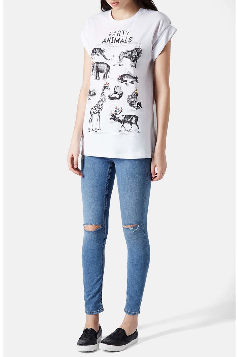 Moto 'Jamie' Ripped High Rise Ankle Skinny Jeans, Alternate, color, STONE