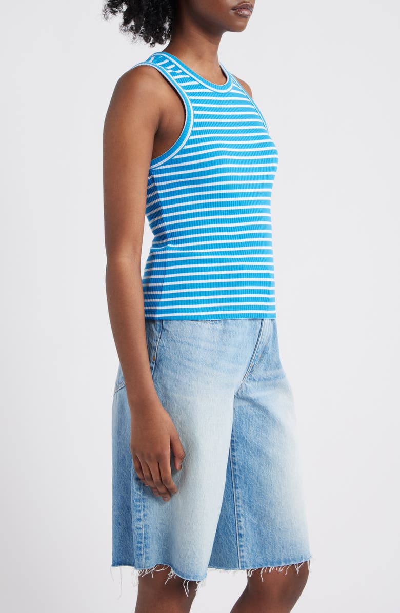 Rails The Racer Stripe Rib Knit Tank, Alternate, color, Chambray Blue Stripe