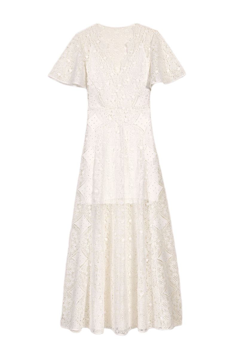 maje Floral guipure maxi dress, Main, color, White