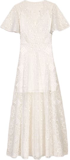 Floral guipure maxi dress