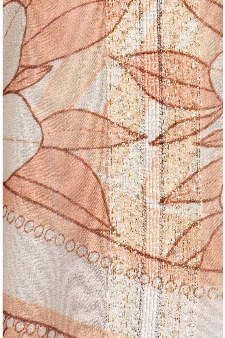 Gefina Floral Metallic Stripe Georgette Top, Alternate, color, TAUPE MULTI