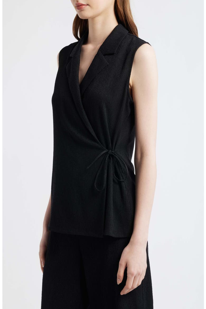 Notch Lapel Crepe Wrap Top, Alternate, color, ANNE BLACK