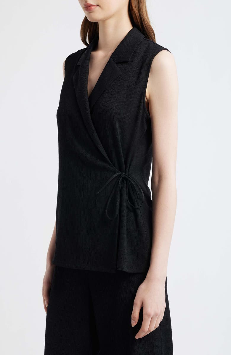 Anne Klein Notch Lapel Crepe Wrap Top, Alternate, color, Anne Black