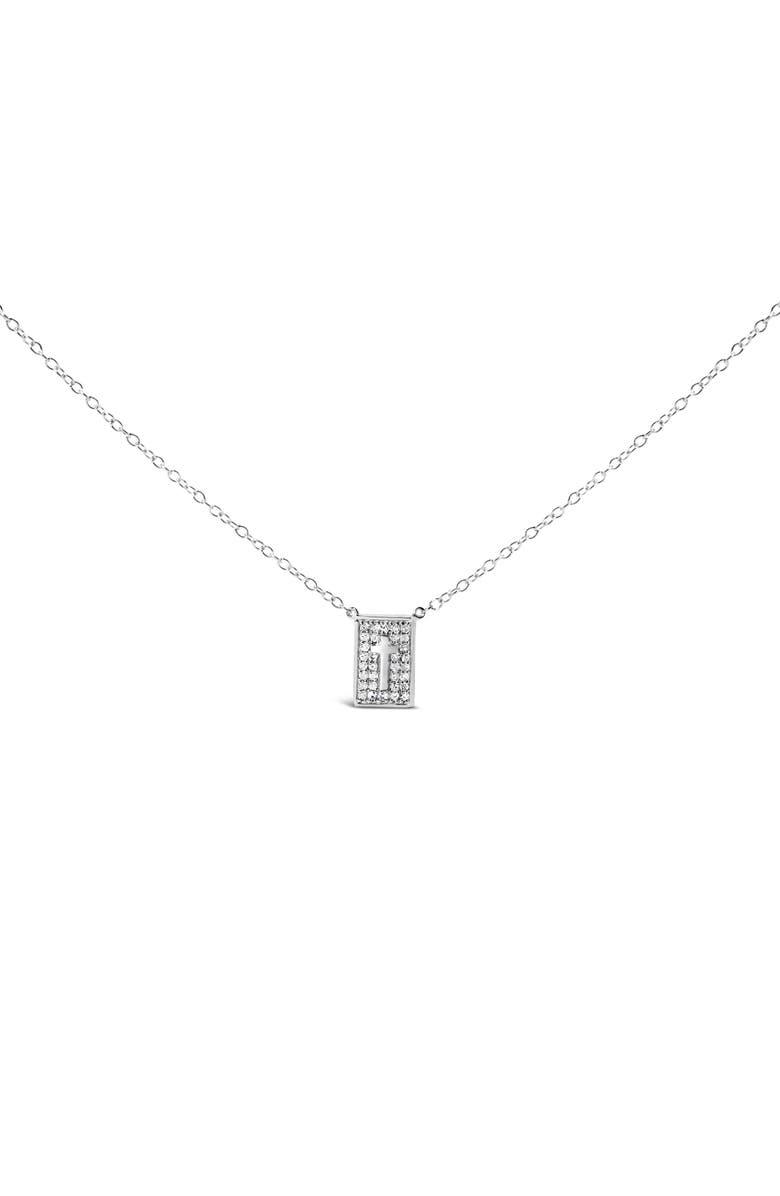 Haus of Brilliance .925 Sterling Silver 1/10 Ctw Diamond Inlaid Cross Dog Tag Pendant Necklace, Main, color, White