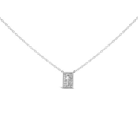 .925 Sterling Silver 1/10 Ctw Diamond Inlaid Cross Dog Tag Pendant Necklace