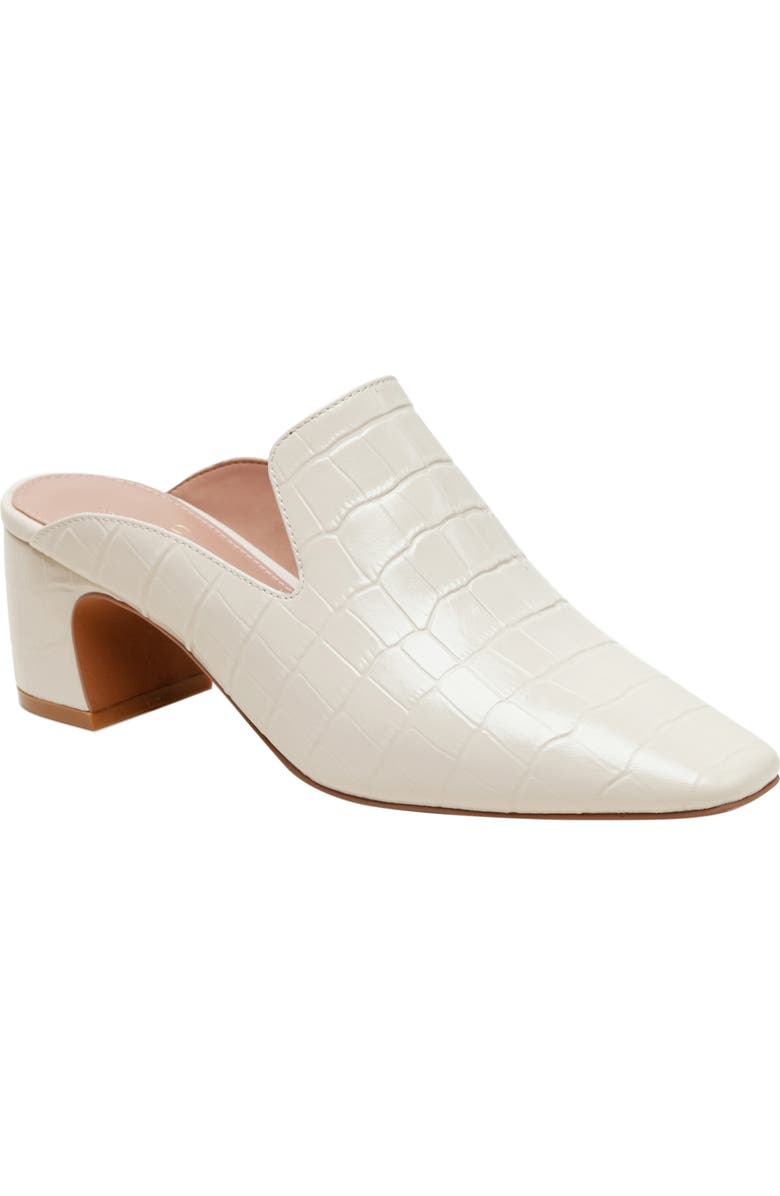 Linea Paolo Giselle Croc Embossed Mule, Main, color, Ivory