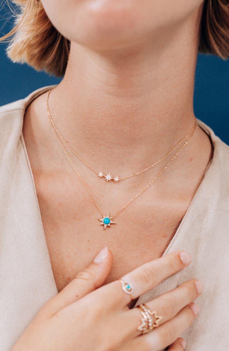 Anzie North Star Curve Diamond Pavé Necklace, Alternate, color, Gold