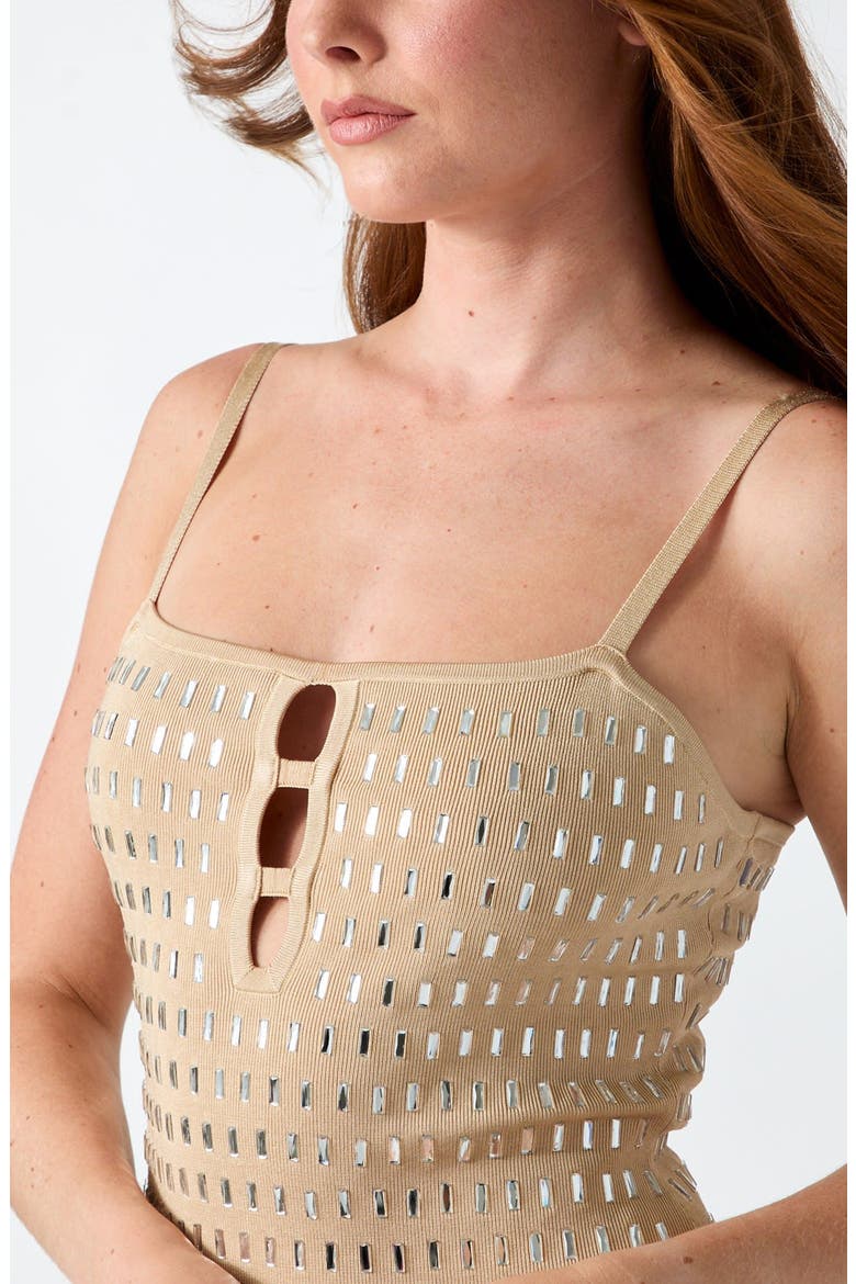 Danni Rhinestone Bodycon Minidress, Alternate, color, BEIGE