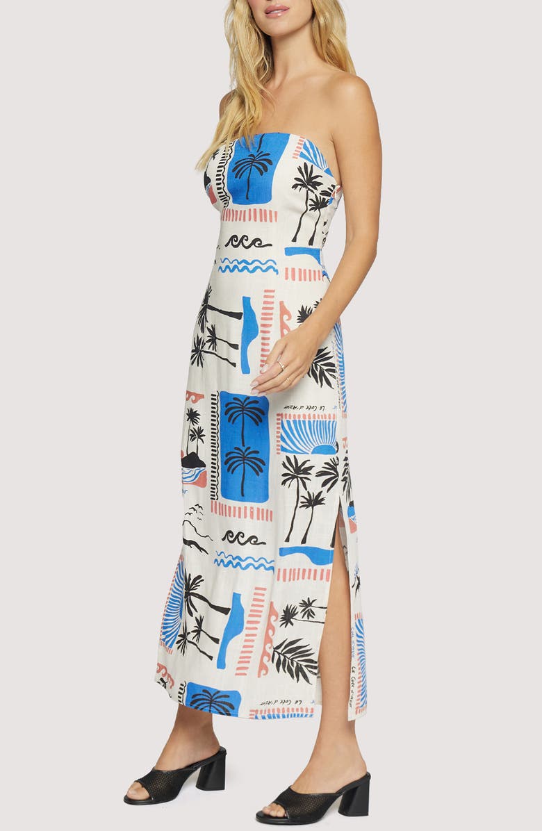 Lost + Wander Azure Paradiso Strapless Maxi Dress, Alternate, color, Cream Blue Multi