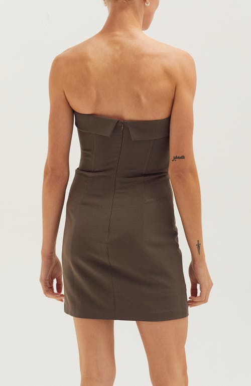 Crescent Tailored Strapless Mini Dress In Brown