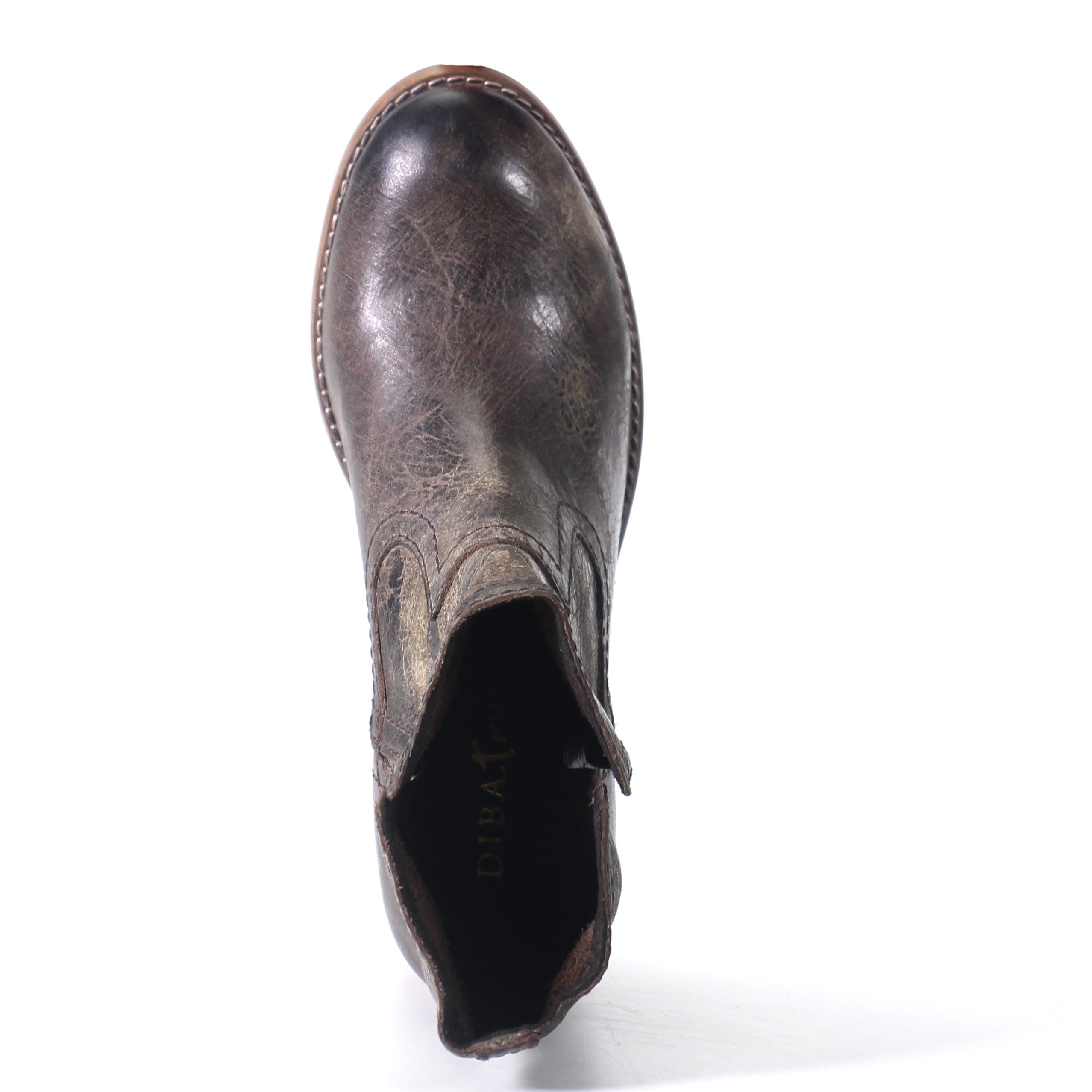 Diba True WALNUT GROVE Distressed Leather Pull-On Western Bootie, Alternate, color, Charcoal