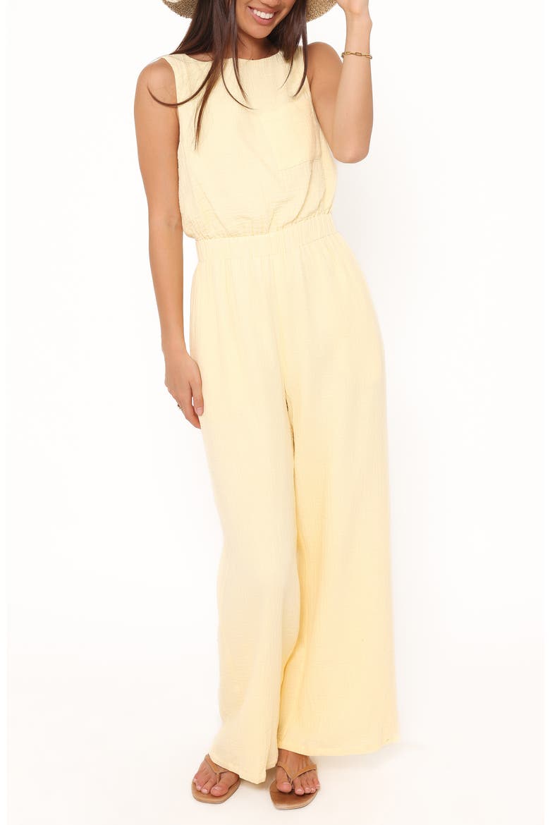 Brenna Cotton Gauze Jumpsuit, Main, color, BABY YELLOW
