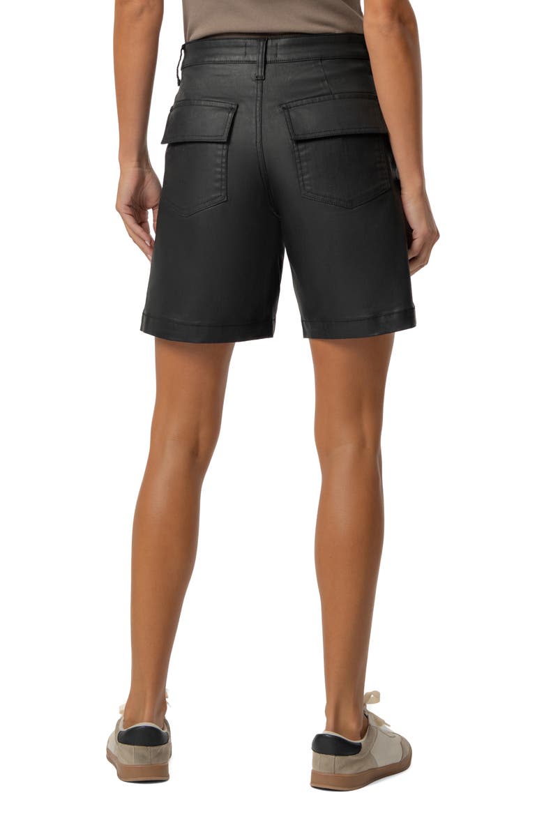 Hailey High Waist Coated Denim Bermuda Shorts, Alternate, color, BLACK