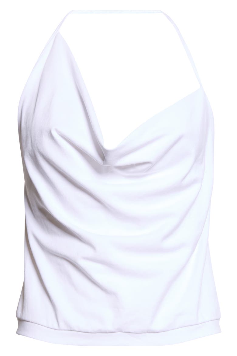 Cowl Neck Cotton Halter Top, Alternate, color, OFF WHITE