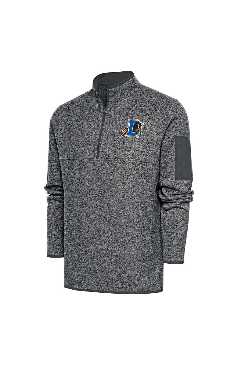 ANTIGUA Men's Antigua  Heather Charcoal Durham Bulls Fortune Quarter-Zip Pullover Jacket, Main, color, 